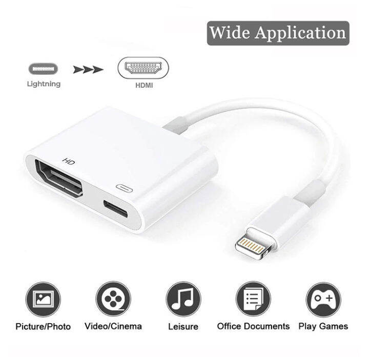 Mobile Phone to HDTV Mirror Screen Cable Lightning to Audio 3.5mm Charge iphone