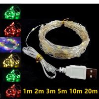 1/5/20M USB LED String Lights Copper Silver Wire Garland Light Waterproof Fairy Lights For Christmas Wedding Party Decoration Fairy Lights