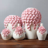 1 PC Ceramic Pink Flower Vase Cute Porcelain Container Creative Simplicity Ornament