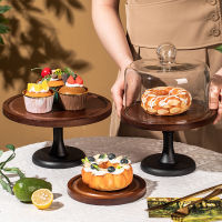 Spot parcel post High Foot Cake Plate Dessert Table Wooden Tray Wedding Birthday Afternoon Tea Dessert Table European Style Pastry Glass Cover