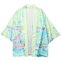 เสื้อคลุมคาร์ดิแกนชุดกิโมโนญี่ปุ่นสำหรับผู้หญิง Yukata Haori ผู้ชายเสื้อเชิ้ตแฟชั่นชายหาดสีชมพู XS-6XL ขนาดใหญ่พิเศษ