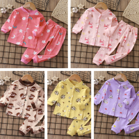 Xiaozhima New Autumn Winter Kids Baby Boys Girls Pyjamas Clothing Sets Cotton Long Sleeves T-shirt With Button and Pants Trousers 2PCS Clothes Pajamas Outfits For 0-4 Years