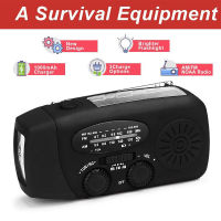 Solar Hand Crank RADIO Receiver Mini Portable AMFMNOAA Weather Radio With 3 LED Flashlight Emergency Power Supply BankOutdoor