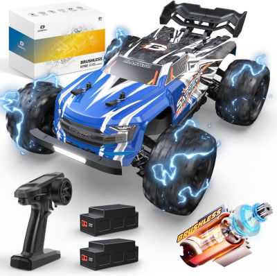 DEERC H16E Brushless Extreme High Speed RC Truck, Max 70kph, 1:16 4X4 RTR Fast RC Cars for Adults, All Terrains RC Monster Truck, Off Road Hobby Electric Vehicle Gift for Boys, 2 Li-po Batteries