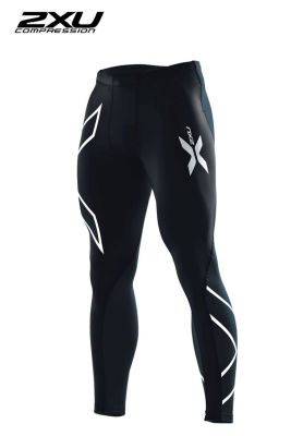 กางเกงรัดกล้ามเนื้อ ZXU Mens Compression Tights Black/Silver