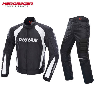 DUHAN Motorcycle Jacket Men Moto Jacket+pants Windproof Motocross Suit Cold-proof Touring Motorbike Riding Set Protective Gear