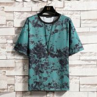 READY STOCK M-3XL Baju Ice Silk Summer Mens Short-sleeved Loose Casual T-shirt Tie-dye Round Neck Youth Korean Shirt Plus Size T Shirt Lelaki