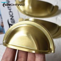 TENCHTWO Vintage Gold Shell Door Handle Kitchen Cupboard Furniture Wardrobe Shoebox Cabinet Knobs Drawer Pulls Zinc Alloy