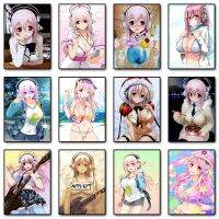 SONICOMI Super Sonico โปสเตอร์เกม Anime Girl ภาพวาดผ้าใบพิมพ์ภาพผนังศิลปะ Kawaii Room Home Decoration