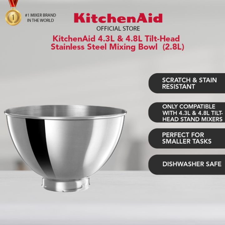 Kitchenaid 4.3L & 4.8L TiltHead Stainless Steel Mixing Bowl 2.8L (KB3SS) Lazada PH