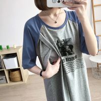 【DT】hot！ Breastfeeding Side Design Maternity Print Nursing Pregnancy Size 3XL Dresses