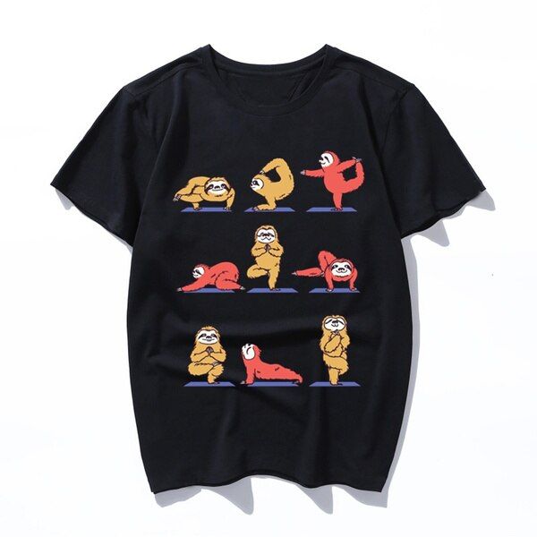 men t shirt sloth yoga Cartoon Wo Kawaii Tshirt Fashion Clothes Streetwear  Vintage Harajuku Kawaii T-Shirt plus size tee 