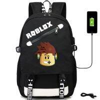 ROBLOX กระเป๋าเป้สะพายหลัง Oxford USB สำหรับผู้ชายและผู้หญิงสำหรับกระเป๋านักเรียนแฟชั่นน่ารักเด็กผู้หญิงเด็กผู้ชาย