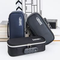 Portable Password lock pencil case Boy Canvas Pencil bag large capacity pencil cases Student stationery bag kids pen case gifts Pencil Cases Boxes