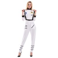 ❤COD❤Women y Pilot Jumpsuit White Orange Astronaut Cosplay Uniform NASA Spacesuit Halloween Costume For Women Carnival Party Fancy Dressup Gifts