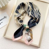 2022 Luxury Fishes Print Silk Square Scarf Women 70cm Satin Neckerchief Hair Band Foulard Bandana Echarpe Tie Shawl Wraps