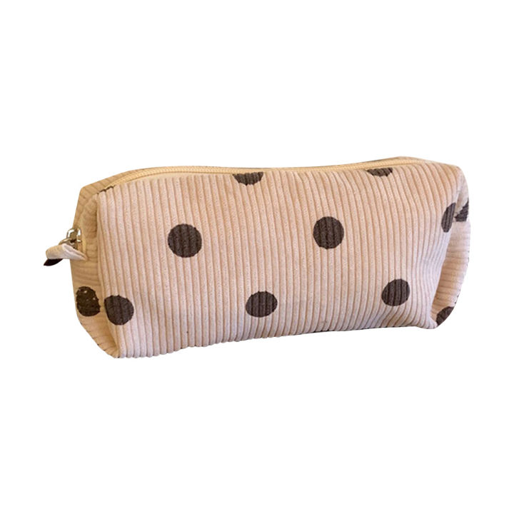 fast-delivery-corduroy-storage-bag-polka-dots-print-vintage-organizer-clutch-bags-autumn-winter-portable-soft-casual-for-weekend-vacation