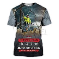 Electrician Cable Workers Height Working 3D Printed Summer Harajuku T-shirt Unisex Top O-Neck Short Sleeve No.7