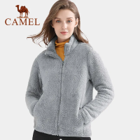 Cameljeans แจ็คเก็ตผ้าฟลีซผู้หญิง,แจ็คเก็ตผ้ากำมะหยี่แขนยาวให้ความอบอุ่นในฤดูใบไม้ร่วงฤดูหนาวสำหรับผู้หญิง