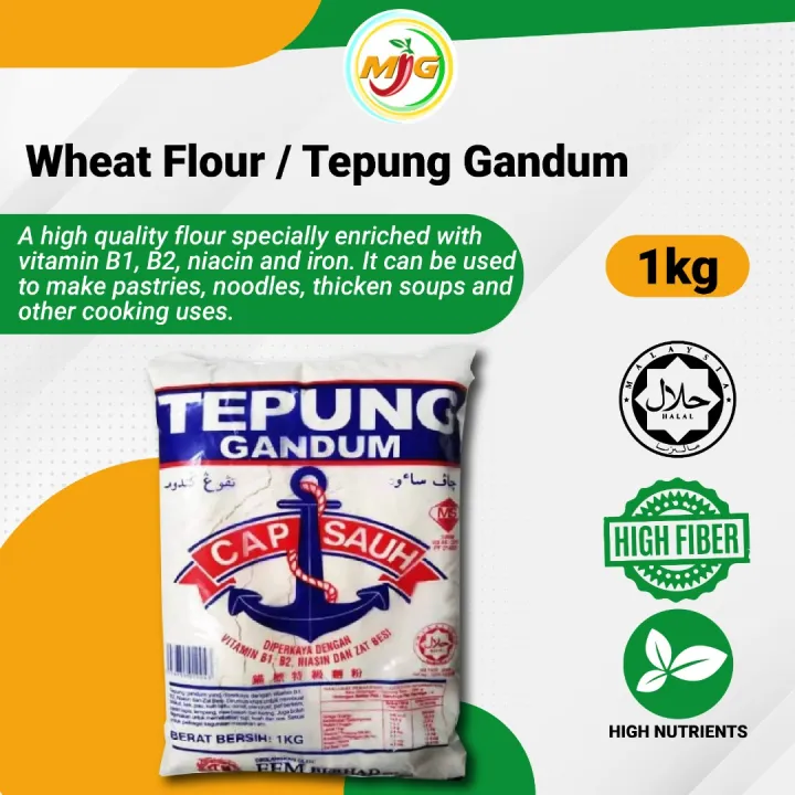 Ez Bizy Cap Sauh Tepung Gandum Wheat Flour 1kg Millet Wholemeal