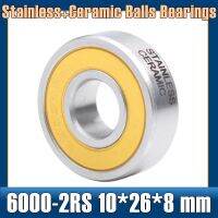 6000-2RS Stainless Bearing 10x26x8 mm ( 1 PC ) 6000 RS Bicycle Hub Front Rear Hubs Wheel 10 26 8 Ceramic Balls Bearings