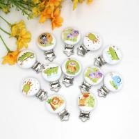 Random mix 5Pcs/Lot Baby Pacifier Clip cartoon animals Pattern Wooden With Metal Soother Holders For DIY Craft Drop Shopping Clips Pins Tacks