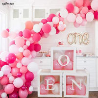 SUC Transparent Balloon Boxes With Letter One Birthday Baby Shower Decorations