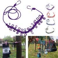 Outdoor Camping Non-slip stretch clothesline With 12Clips Stretchy Clothesline Hanging Drying Rope