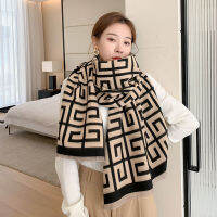 2022 Fashion Elegant Plaid Cashmere Scarves Luxury Womens New Scarf Warm Horse Jacquard Double-sided Two-colors Printed Thick Soft Warm Shawl 1