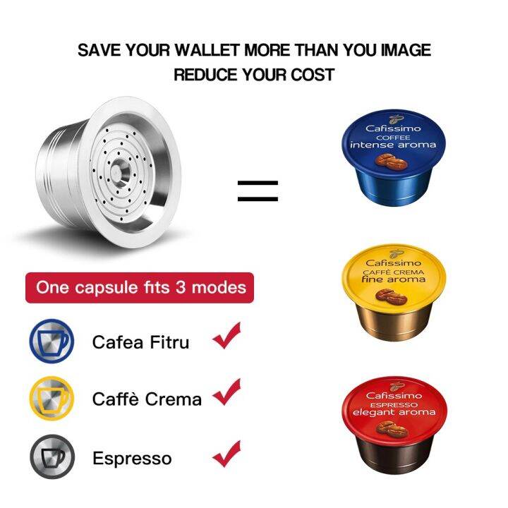 Reusable Coffee Capsule For Tchibo Cafissimo ALDI Expressi Refill KFee Pod Filter Stainless