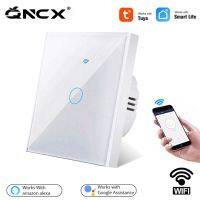 Tuya WiFi Smart Switch Works With Alexa No Neutral Wire Wireless RF433 Wall Touch Sensor Switch For Lighting 1 2 3 Gang