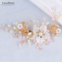 ▨❦ Light Pink Crystal Beads Wedding Headpieces flowers Lady Hairdress Fashion Accessories DH035