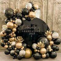 1set Black Gold Balloon Garland Arch Chrome Gold Balloons Garland Kit Plam Leaves Xmas New Year Graduation 2023 Decorations Colanders Food Strainers