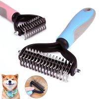 Pet Grooming Dog Brush Hair Remove 2 Sided Undercoat Rake for Cats Dogs Safe Dematting Comb for Tangles Removing Hair Tools Comb Brushes  Combs
