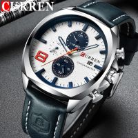 CURREN Watch Men Waterproof Chronograph Sport Military Male Clock Top Brand Luxury Leather Man Wristwatch Relogio Masculino 8324