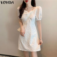 (จัดส่งฟรี)Fancystyle VONDA ชุดอเนกประสงค์สำหรับผู้หญิง,ชุดเดรสแขนพองคอกลมทรงเอลายชุดเดรสเย็บปะติดปะต่อ