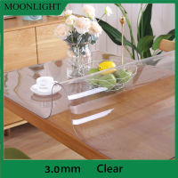 MOONLIGHT- (3Mm ชัดเจนสี่เหลี่ยมผืนผ้า) PVC Clear/คริสตัลน้ำค้างสำหรับห้องรับประทานอาหารตาราง-1/1.5/2/3Mm หนาขนาดกันน้ำที่ปรับแต่งได้กันคราบมันนุ่มโต๊ะกระจกพลาสติก Pad ครัวไม้ผ้าปูโต๊ะไวนิลฝาครอบ Anti-Scald Anti-Oil