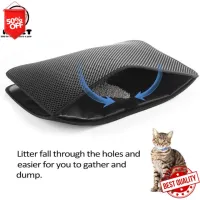 Dlz Washable EVA Cat Litter Mat Waterproof Double-Layerแผ่นปูพื้นดักทรายแบบพกพาสำหรับสัตว์เลี้ยง[QJ0021] ที่ดักทรายแมว พรมดักทราย cat litter