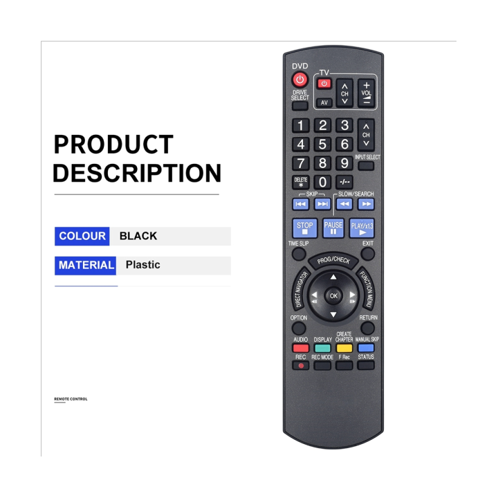 1-pcs-n2qayb000134-remote-control-black-replacement-parts-for-panasonic-dvd-player-dmr-eh57-dmr-eh67-dmr-eh68-dmr-eh58