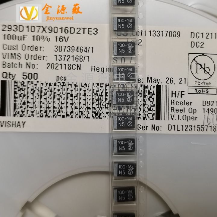 293D107X9016D2TE3 16V100uF Type D 7343 Williams Black Patch Tantalum Capacitor 100-16L Electrical Circuitry Parts