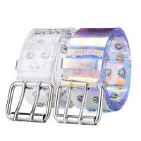 1Pcs Transparent Laser Holographic Women Belt Punk Pin Buckle Waistband Waist Strap