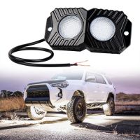 Car LED Rock Lights White Light Underglow 4 pod Waterproof Wheel Well Light for SUV ATV UTV Motorcycle Boat Truck