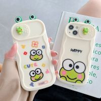 ตัวการ์ตูนกบน่ารัก Kero Kero Keroppi กับตา3D,เคสเลนส์โทรศัพท์กล้อง Push-Pulled สำหรับ iPhone 14 Pro Max Plus กรอบกรอบหลังมือถือเนื้อนิ่มกันกระแทกสำหรับโทรศัพท์ iPhone 13 Pro Max เคสสำหรับ Apple 12 11เคสห่อหุ้ม