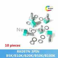 10Pcs RK097N 3Pins B5K/B10K/B20K/B50K/B100K การเชื่อมต่อเดี่ยว B5K/10K/20K/50K/100K เสียง/เครื่องขยายเสียง/ปิดผนึก Potentiometer