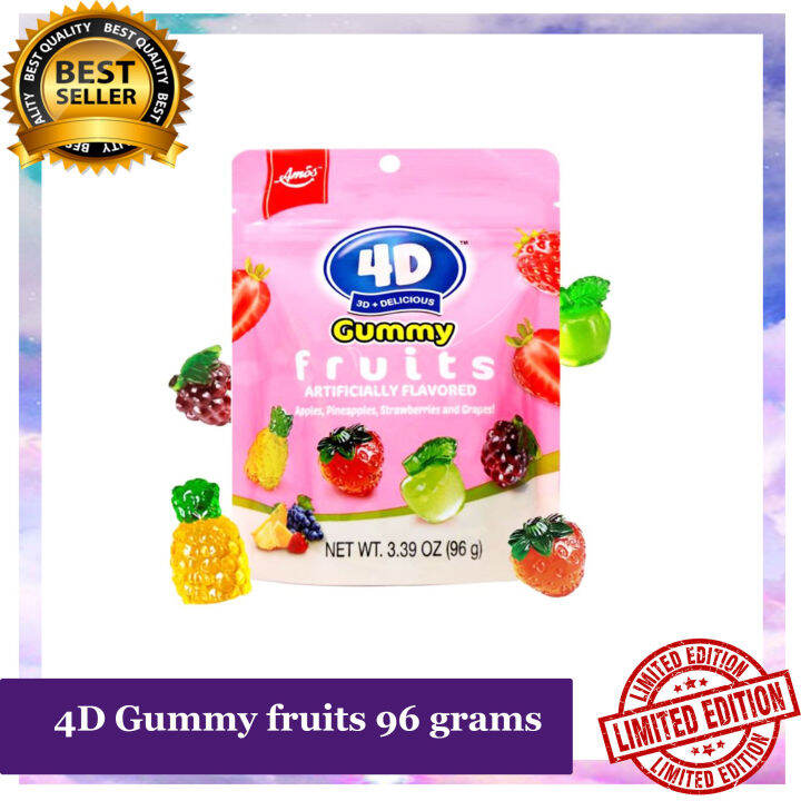 4D Gummy fruits 96 grams per pack an allergy-friendly snack for your ...