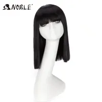 Noble Cosplay Synthetic Wig For Black Women Short Wig Straight 14 Inch Bob Wig With Bangs Blonde Wig  Synthetic  Wig Wig  Hair Extensions Pads