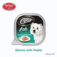 HOG อาหารสุนัข [MANOON] Cesar Salmon with Potato 100g (24 Tray) ซีซาร์ ถาด รสปลาแซลมอนและมันฝรั่ง 100 กรัม (24 ชิ้น) อาหารหมา  สำหรับสุนัข