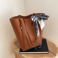 Female Large Capacity Bucket Bag Vintage Leather Shoulder Bags Ladies Handbags with Ribbon Travel Women Bags Set Designer Sac