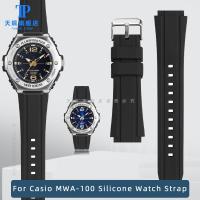 【CHUYANG SHOP】   สายยางซิลิโคน20มม. สำหรับสายนาฬิกา CASIO ชาย MWA 100 MWA 100HD 1A Mwa 100H สายรัดข้อมือสีดำอุปกรณ์เสริมสร้อยข้อมือ