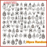 ANNTYE1 20pcs Random คริสต์มาส ผี แมงมุม ฟักทอง โลหะ โครงกระดูก จี้ กะโหลกศีรษะ เครื่องรางฮาโลวีน